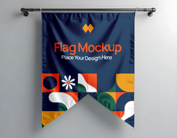 rectangle triangular pennant flag mockup psd