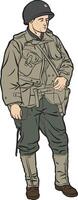 WW II Soldier Illustration in Military Uniform color vector
