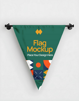 triangle pennant flag mockup with simple backgrond psd