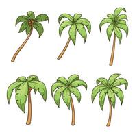 Palm tree set colorful hand drawn illustration vector