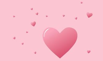 Pink background with a large glossy heart in the center surrounded by smaller floating hearts. A simple and elegant design perfect for Valentine's Day, love-themed projects, or romantic decorations vector
