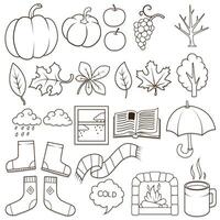 Autumn design elements illustration, autumn, colorless, black and white vector