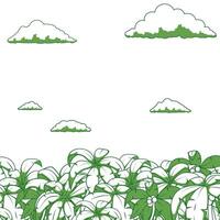 Palm and clouds background color illustration vector