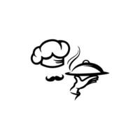 This image is a black and white logo design featuring the word Chef in a playful font. vector