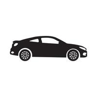The car is depicted in a side profile with smooth, rounded lines, and it is colored white against a dark brown background. vector
