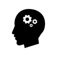 black silhouette of a human head in profile view, facing left. It is a simple and modern icon representing Knowledge icon. vector