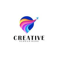 Colorful abstract location with arrow logo design vector