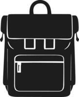 Modern Backpack with Flap Closure and Front Pocket - Silhouette Illustration vector