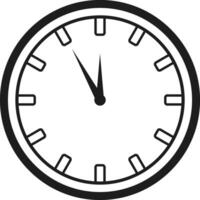 Minimalist Analog Clock Illustration Showing 11.55 - Countdown Timer Design vector