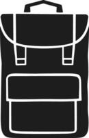 Minimalist Backpack Silhouette Illustration with Flap Closure and Front Pocket for Travel and Style vector