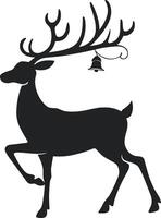 Elegant Standing Reindeer with Bell Silhouette Christmas Illustration vector
