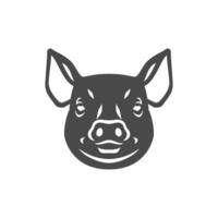Pig hog muzzle with ears piglet butchery shop monochrome icon illustration vector