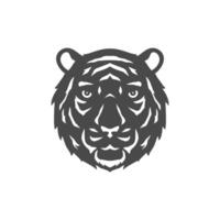 Tiger striped animal furry muzzle zoo monochrome icon illustration. Wild carnivorous predator vector