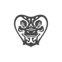 Snake cobra muzzle head with hood and tongue monochrome icon illustration vector