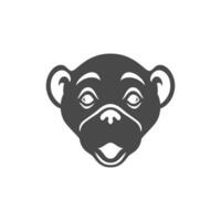 Monkey muzzle ape head portrait monochrome icon illustration. Gorilla chimpanzee face vector
