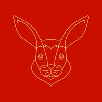 Rabbit bunny head muzzle with long ears Chinese New Year monochrome line icon vector