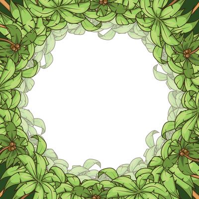 Round palm frame tree circle frame background illustration
