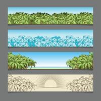 Banner ads colorful palm tree theme illustration vector
