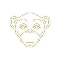 Monkey ape muzzle jungle exotic character monochrome line icon illustration vector