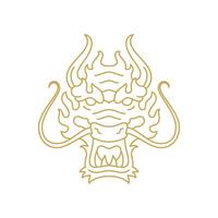 Dragon muzzle with horns and mustache monochrome line icon illustration vector