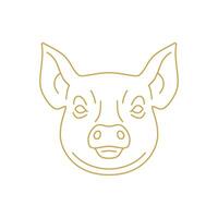 Pig muzzle with piglet agriculture livestock farm butchery shop monochrome golden line icon vector