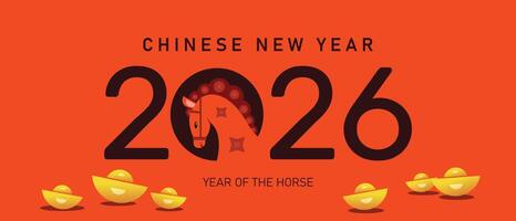 2026 chinese new year with horse, on the number 2026 Chinese New Year celebration template. Happy chinese new year 2026, lunar horse new year vector