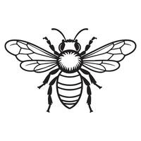 A sleek bee silhouette with a rounded body, delicate wings, and bold stripes, symbolizing hard work, nature, and harmony. vector