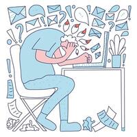 Burnout concept. person at the table. vector