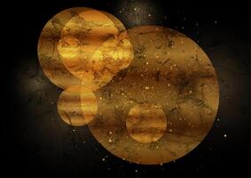 Golden grunge circles and dots geometric abstract background vector