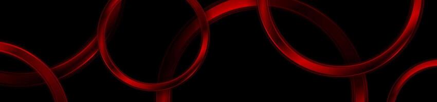 Bright red glossy rings tech abstract futuristic background vector