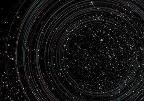 Holographic dots and linear circles abstract tech background vector