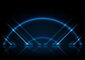 Red neon lines and arc abstract technology background vector