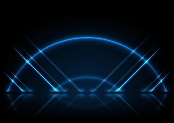 Red neon lines and arc abstract technology background