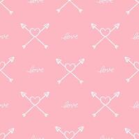 Seamless Pattern of Love with Crossed Arrows and Hearts vector
