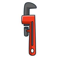 Red pipe wrench on white background vector