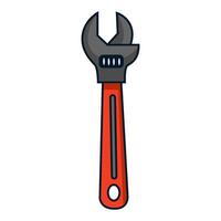 Red adjustable wrench on white background vector