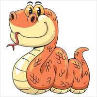 Cartoon orange snake with a smile vector
