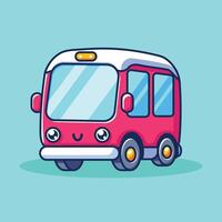 Cute Bus Cartoon Icon Illustration.Bus Icon Concept Isolated Premium . Flat Cartoon Style vector