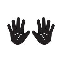 Hands Black and white icon illustration with palms facing forward. vector