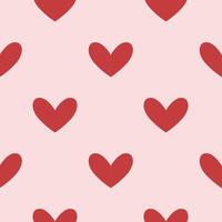 Simple red heart on pink background seamless pattern. Wrapping, packaging in flat style. Red and pink. Suitable for gift wrap or greeting card for Valentines day. vector
