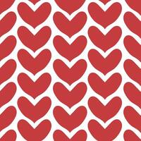 Simple red heart on white seamless pattern. Wrapping, packaging in flat style. Red and white. Suitable for gift wrap or greeting card for Valentines day. vector