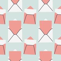 Envelope seamless pattern. Valentines day mail. Simple opened and closed envelopes, decorated with hearts. Holiday background for wrapping, textile vector