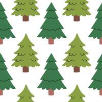 Fir green on white seamless pattern, evergreen plant, spruce cedar background, New Year pattern for wrapping paper, postcard, banner vector