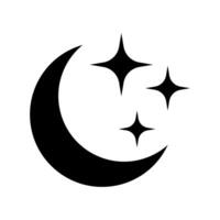 Crescent moon with stars icon on white background. Night icon. Crescent moon icon. Minimalist style. vector