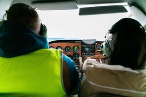 This is a cockpit view of exciting flight training sessions with expert instructors photo