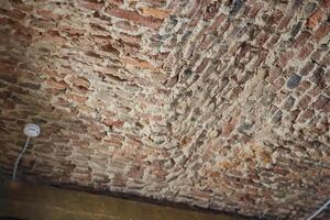 An enchanting Textured Brick Ceiling featuring a Rustic Charm that attracts attention photo