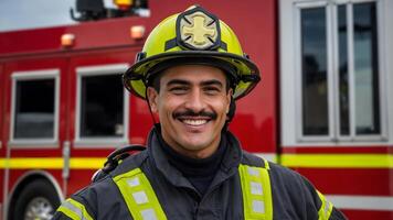 A smiling man in a fireman's uniform photo