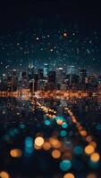 ciudad luces a noche con bokeh efecto foto
