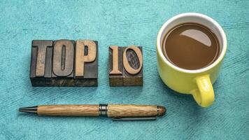 top 10 word abstract in vintage wood type photo