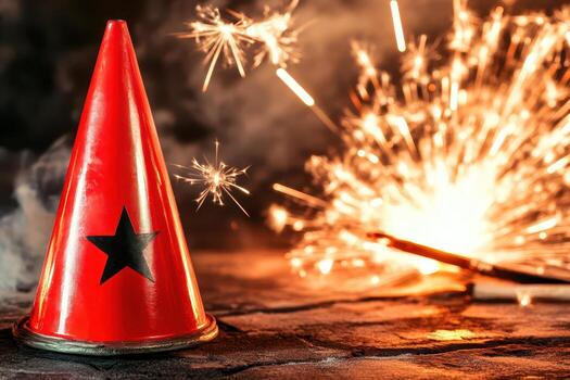 A red cone with a star on it photo
